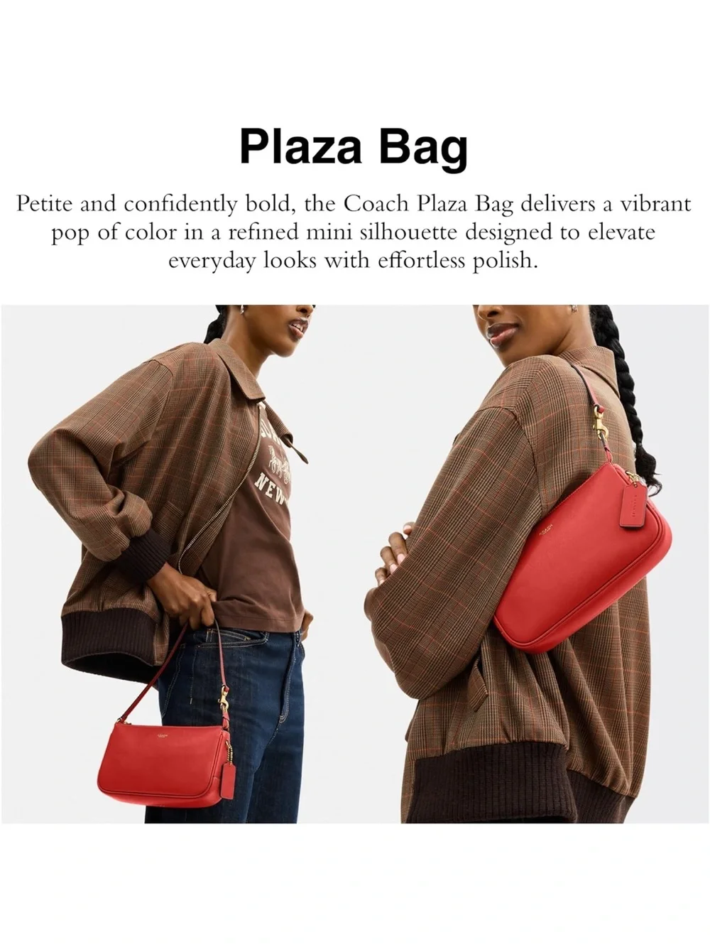New Coach Red Poppy Leather Plaza Shoulder Bag